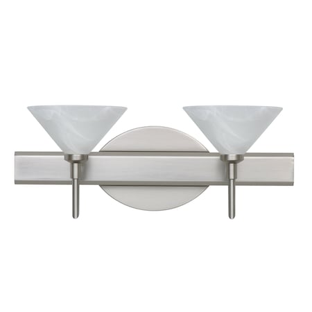 Besa Lighting Kona Vanity, Marble, Satin Nickel Finish, 2x5W LED 2SW-117652-LED-SN